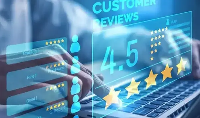 customer reviews interface in front of a person using a laptop
