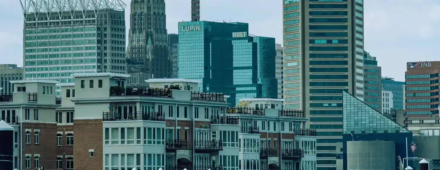 An image featuring tall buildings located in Baltimore, Maryland.